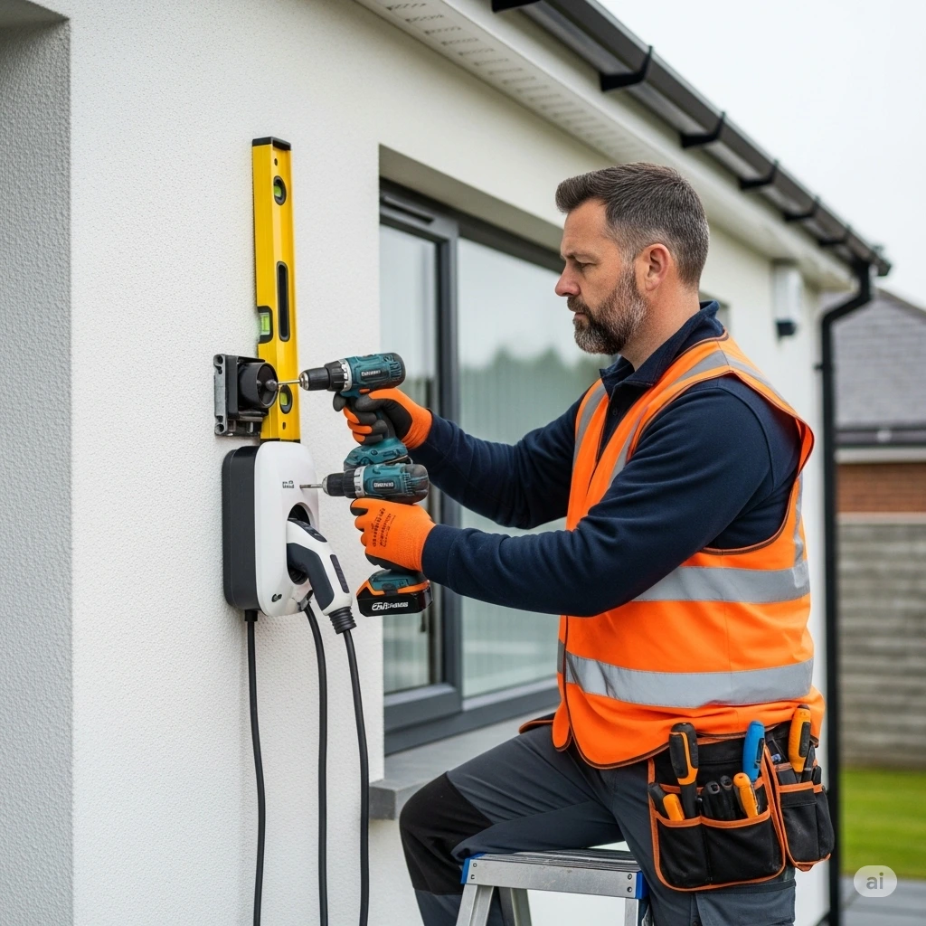 working on ev charger installation